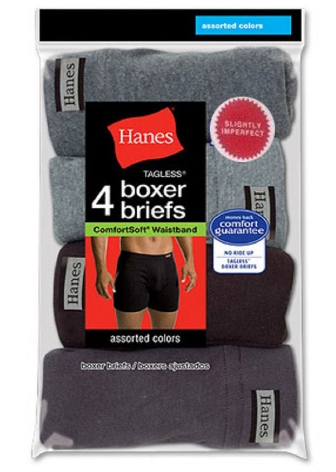   Hanes 4 Pair ComfortSoft Tagless Boxer Briefs   Slightly Imperfect