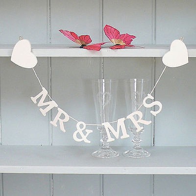 Mr and Mrs Cream Wedding Banner Great gift or Table Decorations 