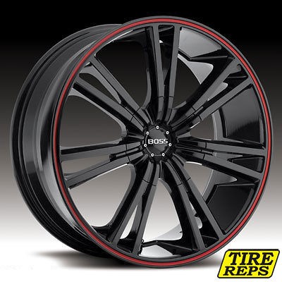 20 x8.5 Boss 339 3392 2838 Black w/ Red Stripe 5x110 / 5x115 +38 