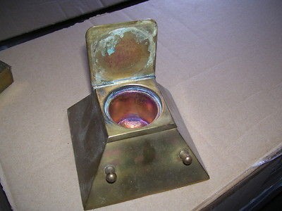 VINTAGE ALL BRASS ANTIQUE LOOKING DESK INKWELL