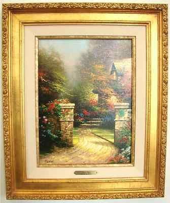 Thomas Kinkade Rose Gate, Cottage (GP) Hand Highlighted   Gold Frame