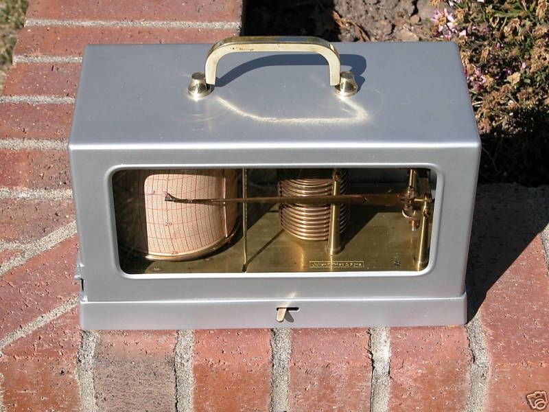 FRIEZ BRASS BAROGRAPH WITH CHARTS&INK ca 1930 W/MANUAL