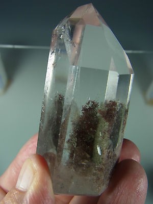 GREEN CHLORITE GARDEN LODOLITE QUARTZ CRYSTAL POINT WITH STRANGE 