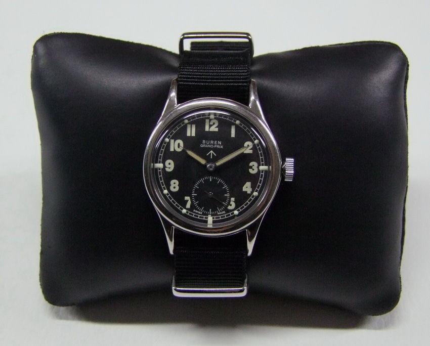 RARE 40S W.W.W. BUREN GRAND PRIX MILITARY BLACK DIAL MANS