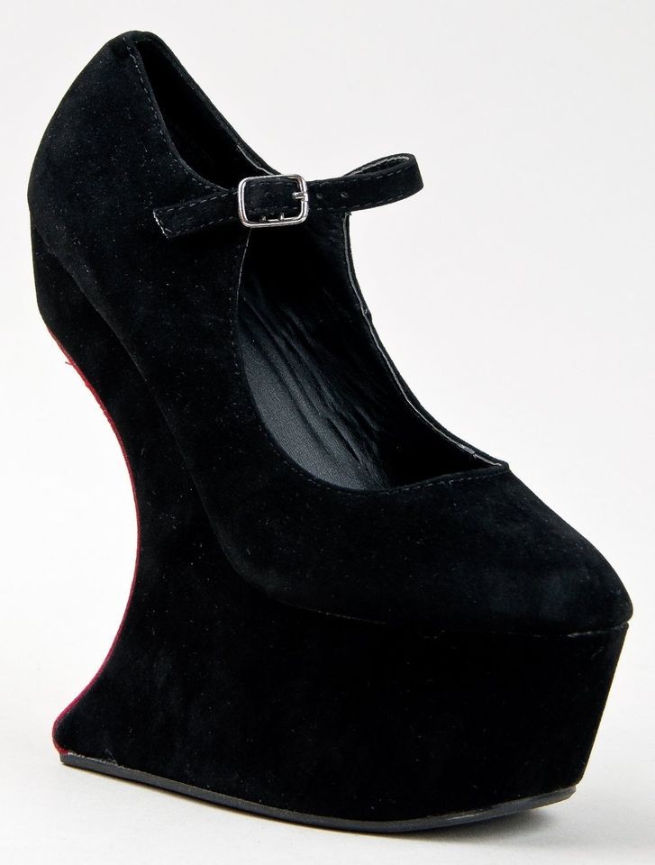 Bumper QOORS 01 Black Sculpted Curved Wedge Inverted Heel Platform 