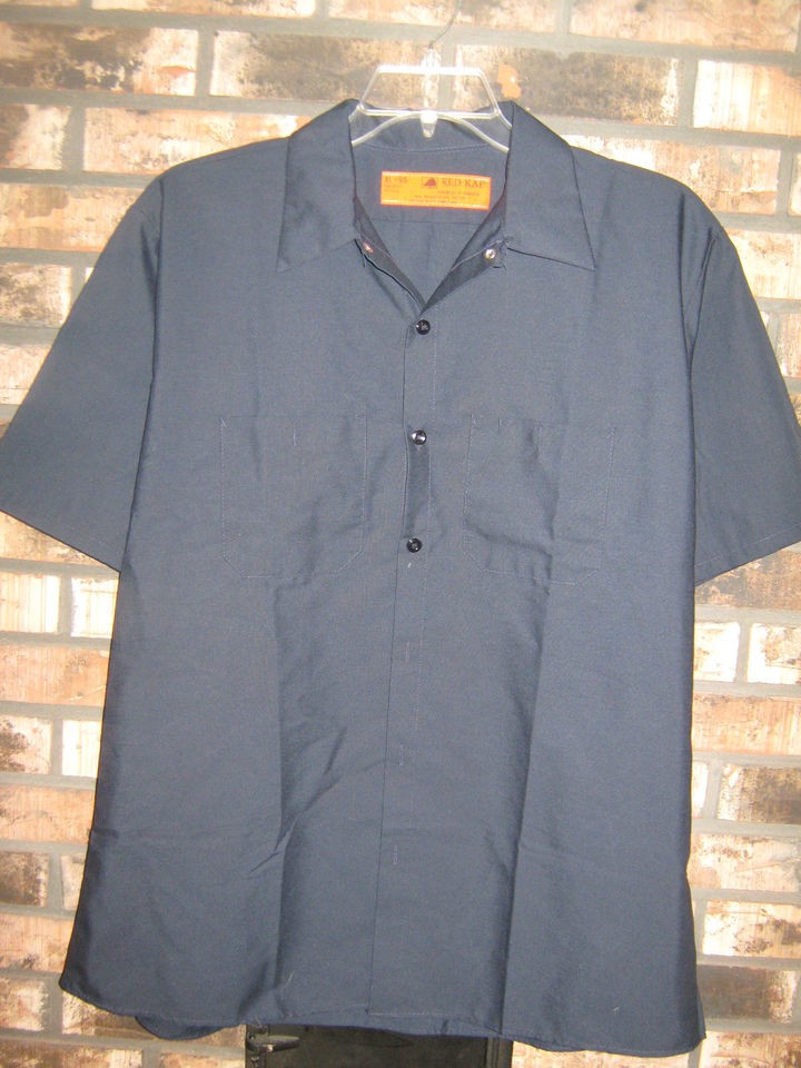   DARK NAVY BLUE WORK SHIRT SHORT SLEEVE BUTTON FRONT / SIZE X LARGE XL