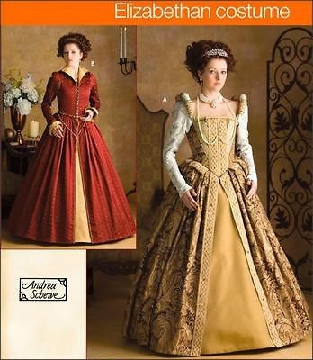 ELIZABETHAN RENAISSANCE DRESS GOWN COSTUME SEWING PATTERN 14 16 18 20