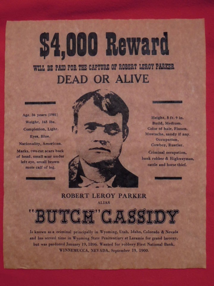 REPRODUCTION Butch Cassidy Old Style Western Wanted Poster 11 x 14