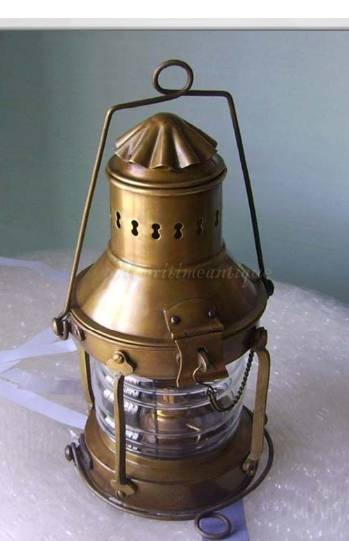 SOLID BRASS SHIP LANTERN, BRASS SHIP ANCHOR LANTERN , NAUTICAL SHIP 