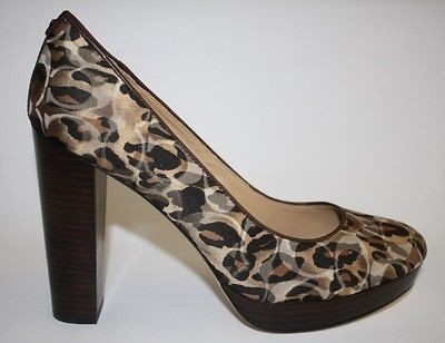 Womens Shoes COACH A3737 Tristian Ocelot Signature Platform Pump 