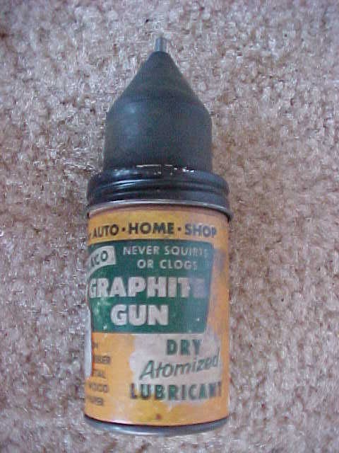 CONE TOP CAN CARDBOARD N METAL GRAPHITE LUBRICANT GUN ATOMIZED HOME 