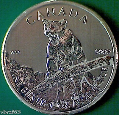 2012 CANADA COUGAR Coin 99.99% SILVER LOW Mintage FREE CANADA & USA 