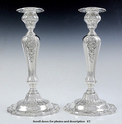 HEAVY PAIR GORHAM STERLING SILVER CANDLESTICKS 1930s 1960s