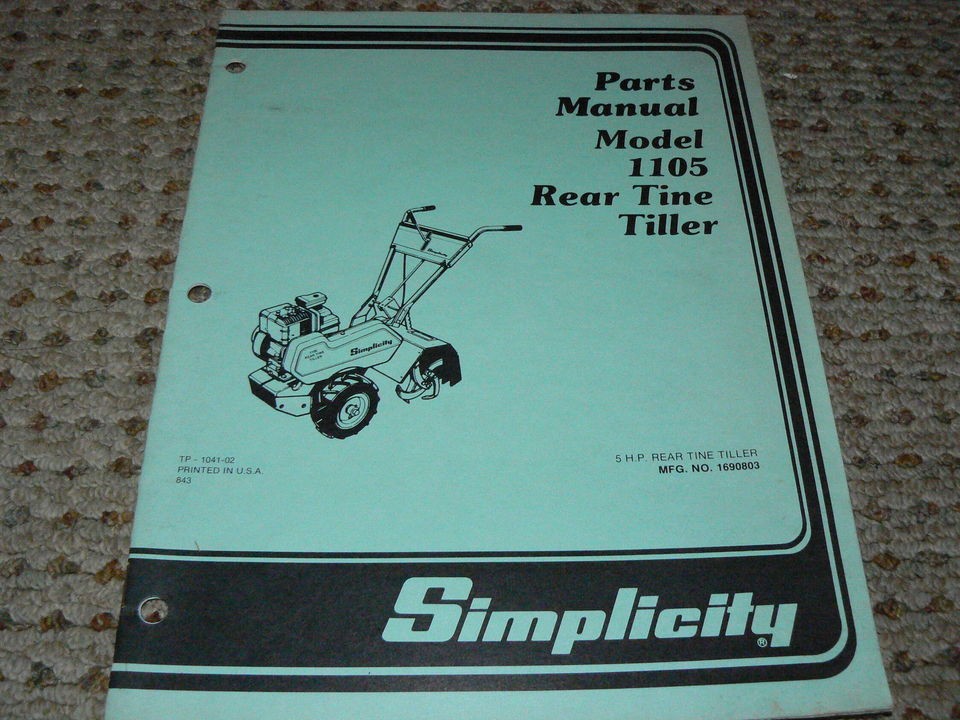 1984 Simplicity 1105 Rear Tine Tiller Parts Manual b