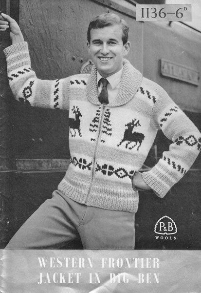   KNITTING PATTERN Mens Chunky Christmas Reindeer Jumper Zip Cardigan