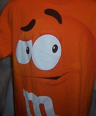 Shirt Orange Large Chocolate Candies Full Face Smirk Grin