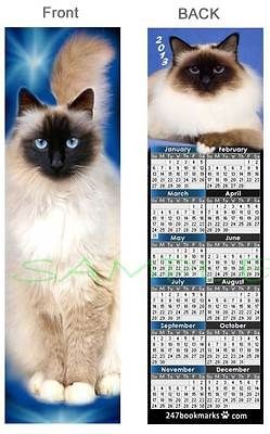   CAT 2013 CALENDAR BOOKMARK Kitten Siamese Ragdoll Birman Card Figurine