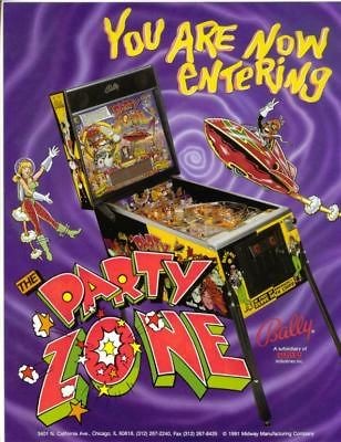   PARTY ZONE ORIGINAL NOS MINT PINBALL MACHINE SALES FLYER BROCHURE 1991