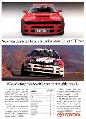 Toyota Carlos Sainz Celica GT Four 1992 Retro A3 Poster