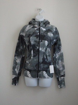 New LULULEMON White Coal Tinted Canvas Super WCTC Scuba Hoodie Jacket 