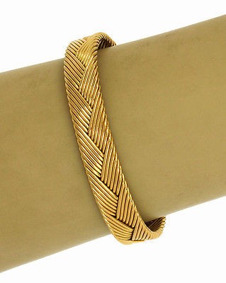 CARTIER 18K GOLD WOVEN DOUBLE C DECOR BANGLE BRACELET