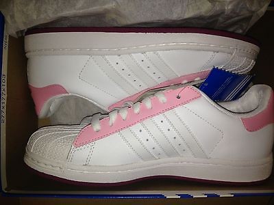 ADIDAS SUPERSTAR J WHITE/PINK KIDS SHOES SZ 7