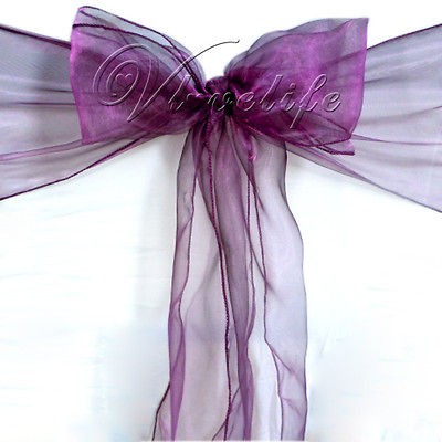 50PCS Organza Chair Sashes Bow Wedding Cover Banquet