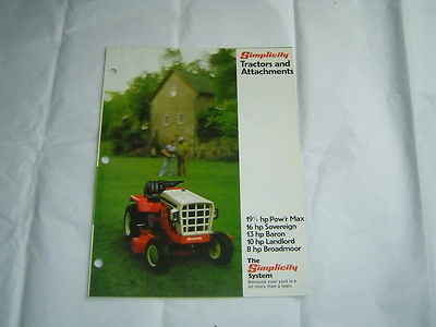 Simplicity lawn and garden tractors and attachments brochure