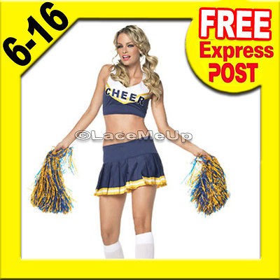 Cheerleader Costume Fancy Dress Up Uniform Outfit size MEDIUM M 8 10