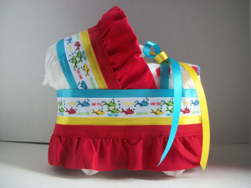   FISH 2 FISH BOY GIRL NEUTRAL DIAPER BASSINET BABY SHOWER CENTERPIECE