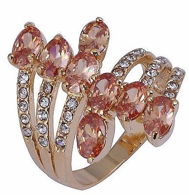 Size 7,8,9,10 Jewelry New Champagne Topaz 10KT Yellow Gold Filled Ring 