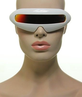 New White Frame Revo Mirror Lens Fun Costume Party Cool Cyclops Alien 