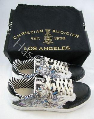 Men Christian Audigier Hardy Black White STACT Shoes 12