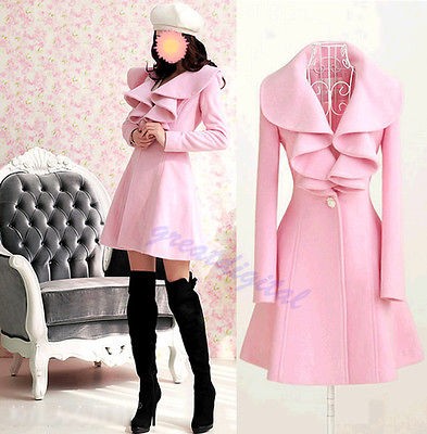 New Fashion Women Girl Star Style Pink Parka Stylish Design Trench 