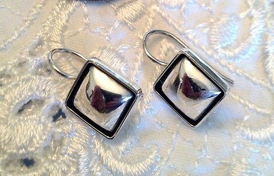 SILPADA RETIRED & RARE .925 Sterling Silver SQUARE OUTLINED EARRINGS 