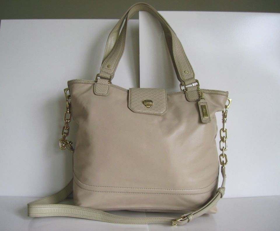 NWT COLE HAAN NOUGAT VALISE DEVIN TOTE HANDBAG CREAM $448 B31031