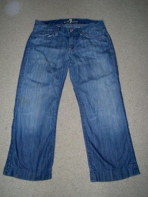   FOR ALL MANKIND DOJO WIDE LEG COTTON CROPPED CAPRIS JEANS SIZE 26