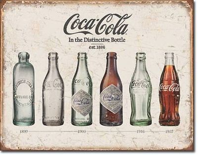 Coca Cola Coke Distinctive Bottles 1899 1957 Rustic Nostalgic Tin 