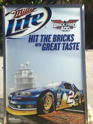 MILLER LITE BEER BRICKYARD 400 RACING MIRROR 25X37