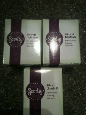 NEW SCENTSY 3 20 WATTS LIGHT BULBS MID SIZE WARMER FREE SHIP