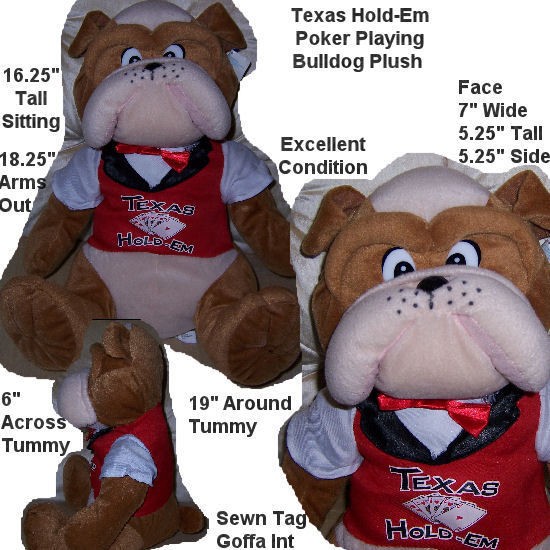 Poker Playing Texas Hold Em Bulldog Plush Dog