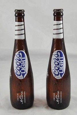 Lot of 2 Vintage Coors Light Commemorative Bottles Baseball Bat Amber 