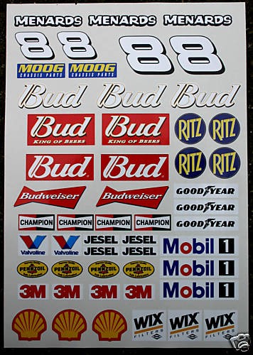 RC Nascar GT Stock stickers decals Tamiya Earnhardt