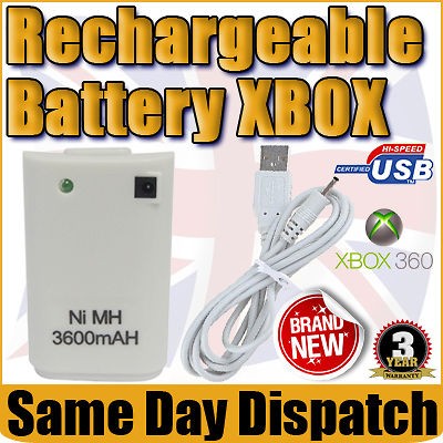  360 Video Game System Controller Battery USB 2.0 Charging Cable Pack