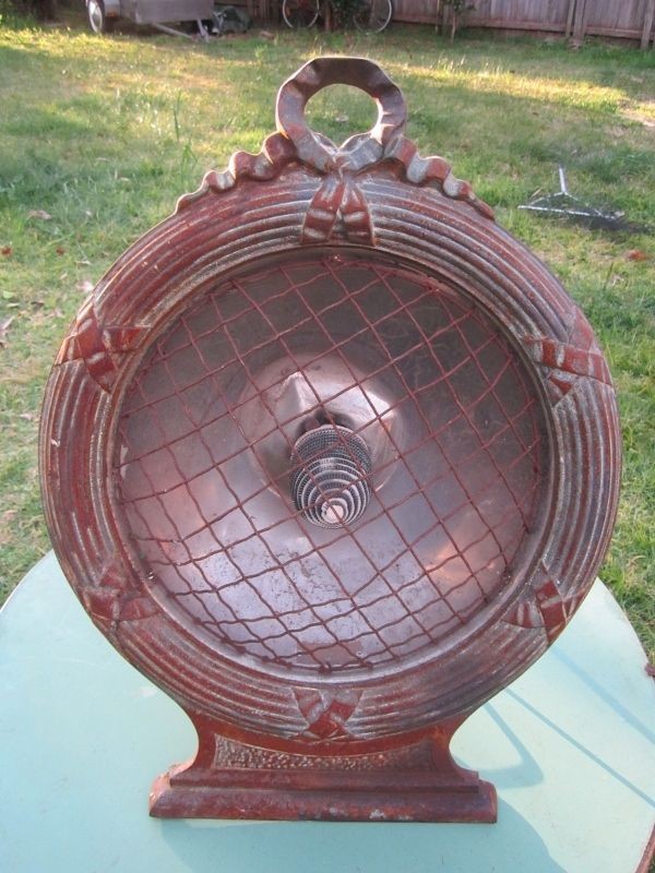   Australian Art Deco Cast Iron & Copper Electric Heater Lamp c1920s