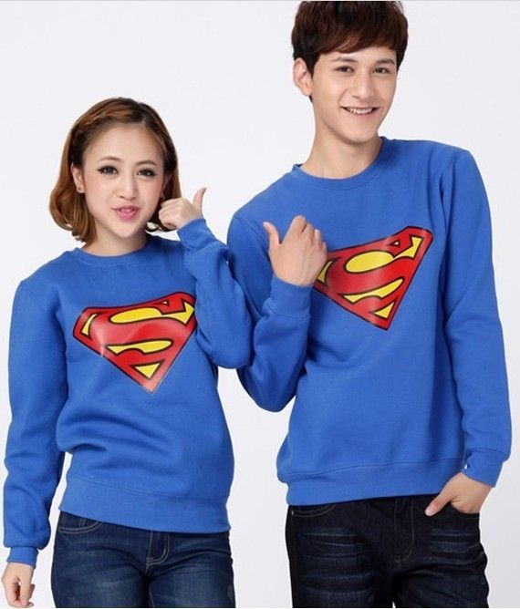   Man Women Super Man Mark LOVERS Round neck Hoodie Top/Coat COUPLE COAT