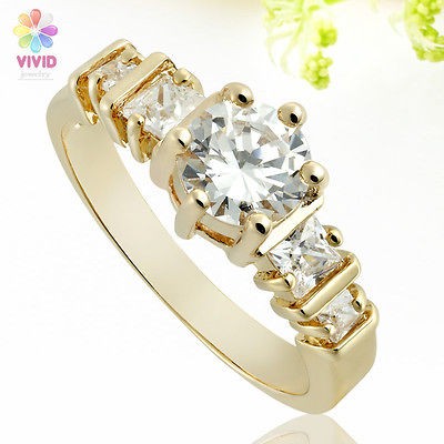 Fashion Jewelry Gift Round Cut Fine Topaz Stone Gold GP Cocktail Gem 