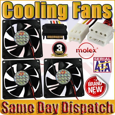 SATA IDE Molex 3 4 Pin CPU Cooling Cool Quite Fan Fans 25mm 50mm 80mm 