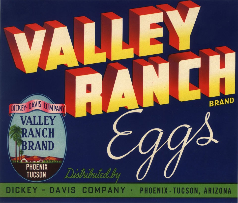 EGG CHICKEN CRATE LABEL VINTAGE 1940S KITCHEN DECOR PHOENIX TUCSON 