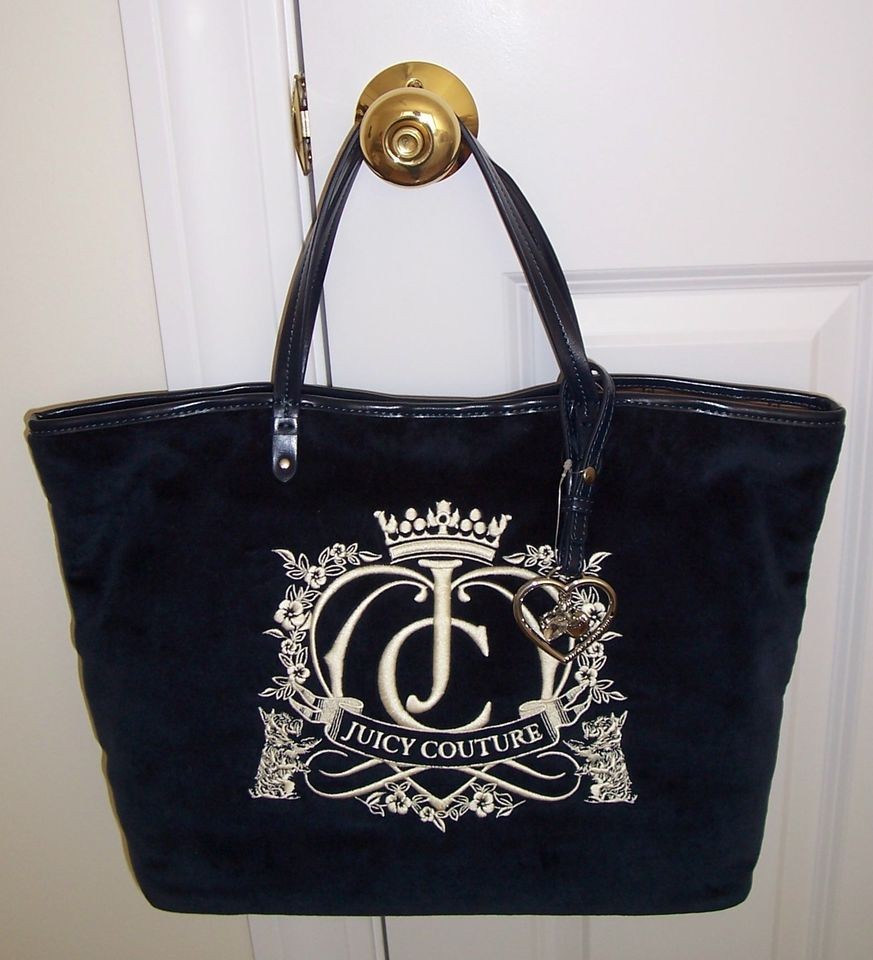 NWT Juicy Couture ROYAL CROWN CREST Velour Tote Bag REGAL Blue 